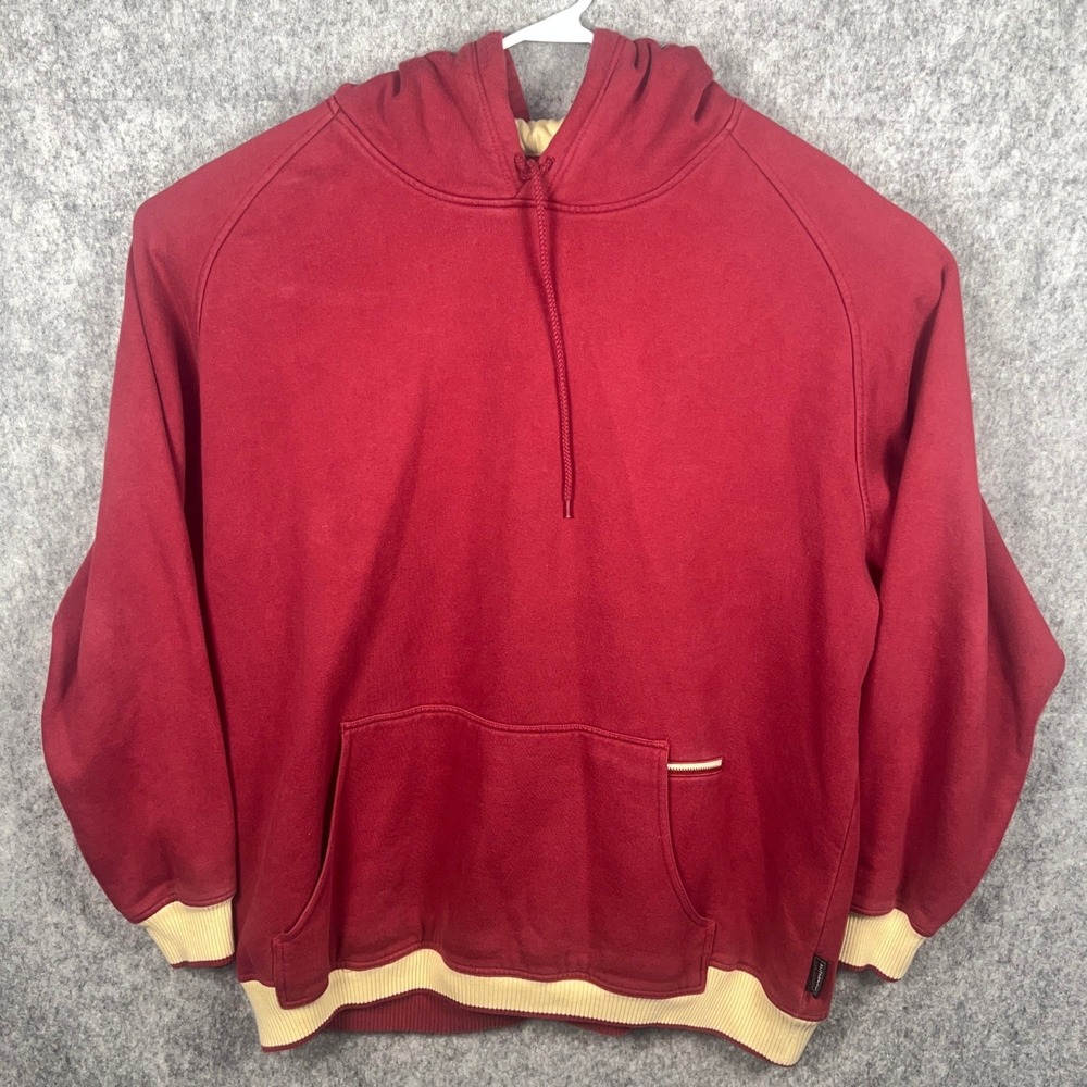 Nike Team Vintage Hoodie Mens 2XL Burgundy Maroon Cream Heavyweight Fleece Stash